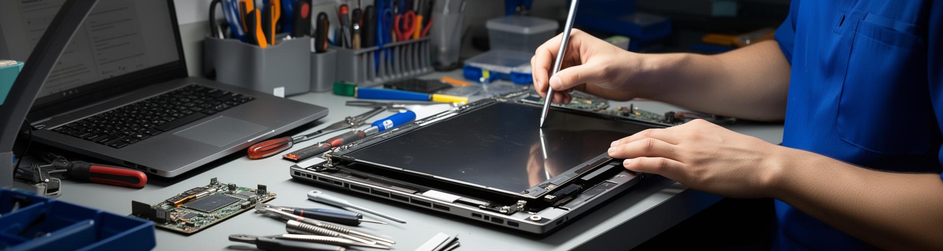 Technician repairing computer hardware